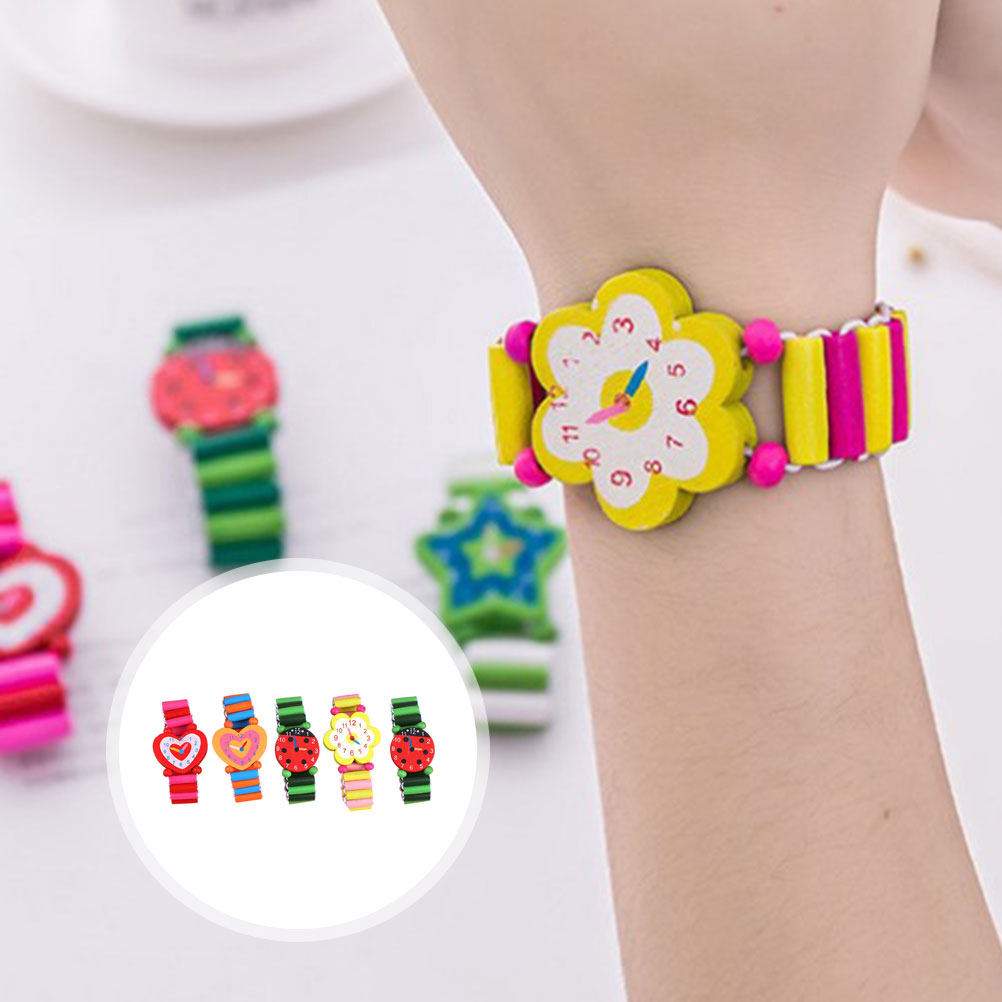 5Pcs Kids Cartoon Wooden Watch - đánh giá và giá Educational Cartoon For Kids