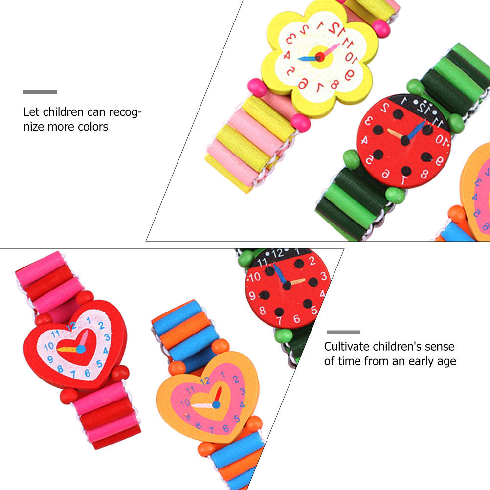 5Pcs Kids Cartoon Wooden Watch - đánh giá và giá Educational Cartoon For Kids